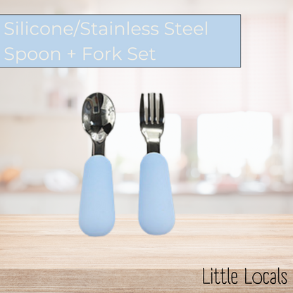 Silicone/Stainless Steel Fork + Spoon Set