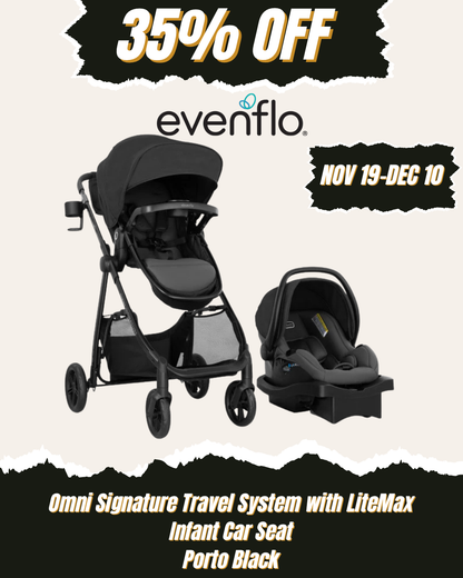Evenflo Omni Signature Travel System with LiteMax Infant Car Seat (Porto Black)