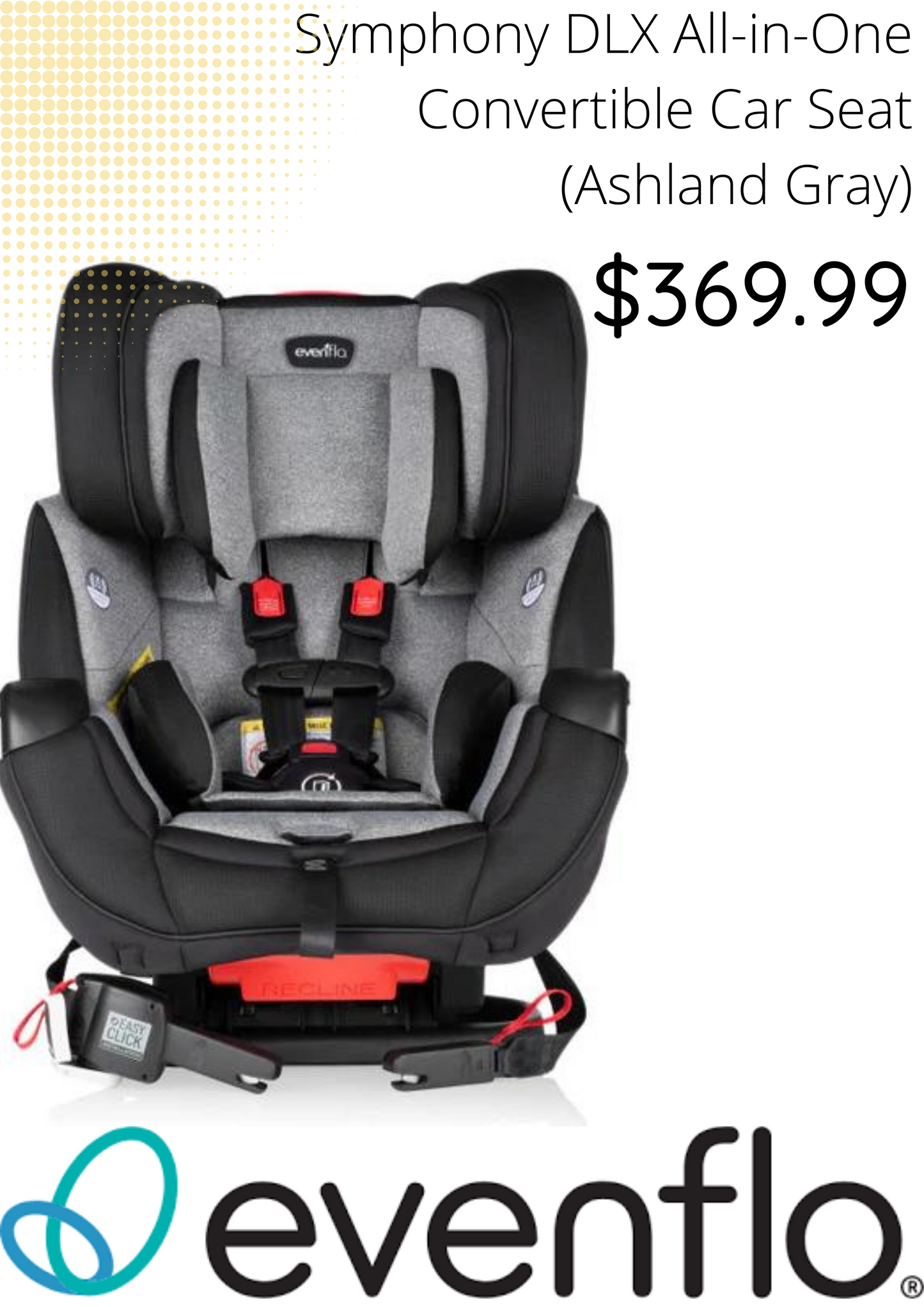 *FLOOR MODEL IN STORE* Evenflo - Symphony DLX All-in-One Convertible Car Seat (Ashland Gray)