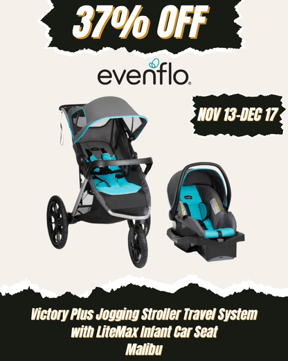 Evenflo - Victory Plus Jogging Stroller Travel System with LiteMax Infant Car Seat Malibu