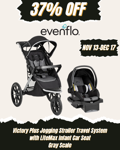 EVENFLO Victory Plus Jogging Stroller Travel System with LiteMax Infant Car Seat (Gray Scale)