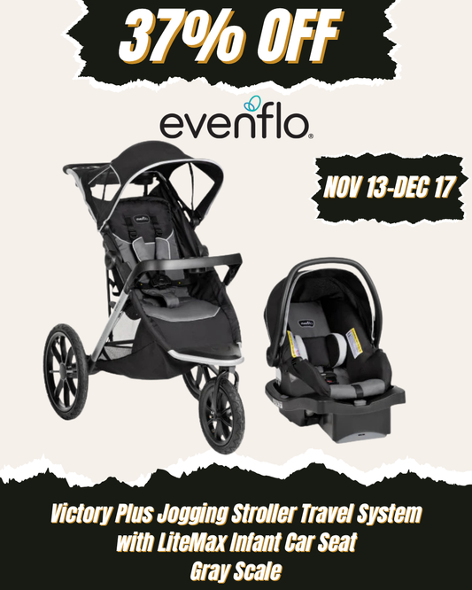 EVENFLO Victory Plus Jogging Stroller Travel System with LiteMax Infant Car Seat (Gray Scale)