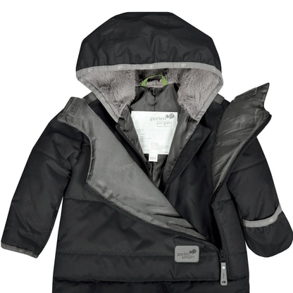 Perlimpinpin - CAR SEAT SAFE - One Piece Baby Snowsuit - Black