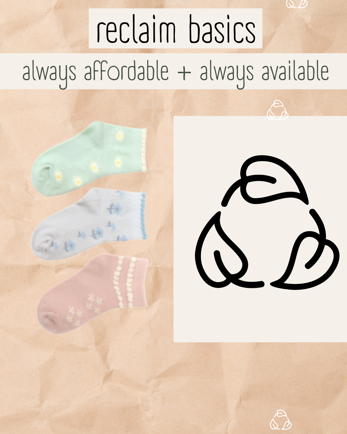 Reclaim Basics: Socks 10 for $10
