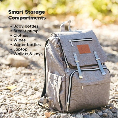 KeaBabies - KeaBabies Explorer Diaper Bag Backpack (Classic Gray) (7378801033394)