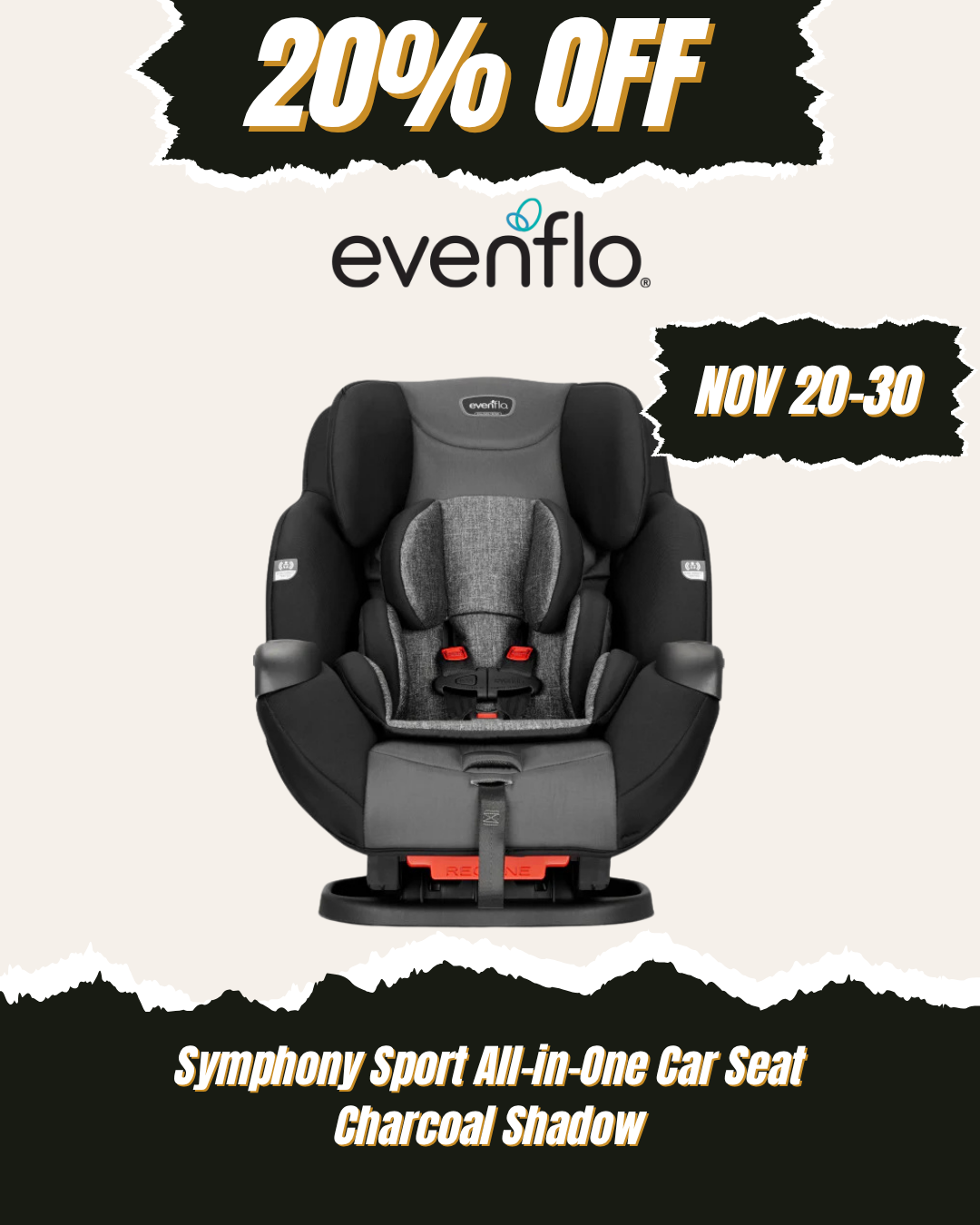 EVENFLO Symphony Sport All-in-One Car Seat (Charcoal Shadow)