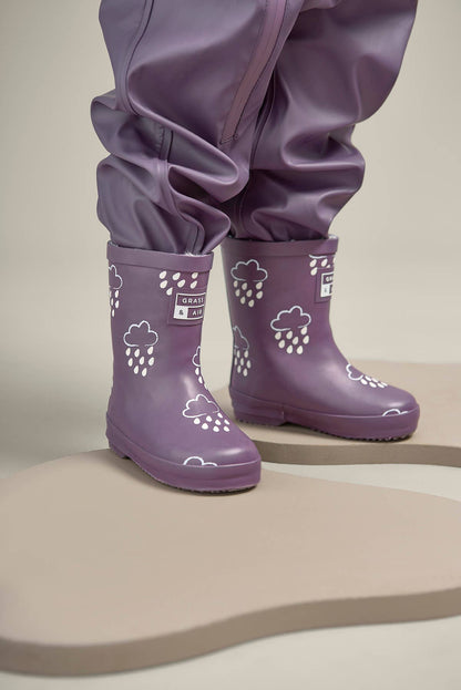 Grass & Air - Amethyst Purple Colour-Changing Kids Wellies: UK9