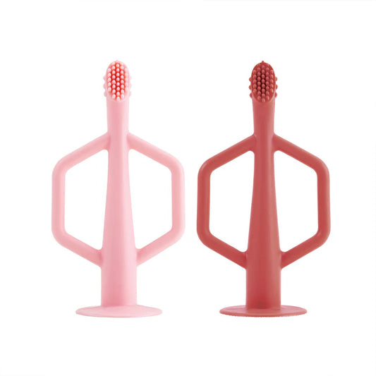 Silicone Training Toothbrush 2 Pack - Rose + Burgundy