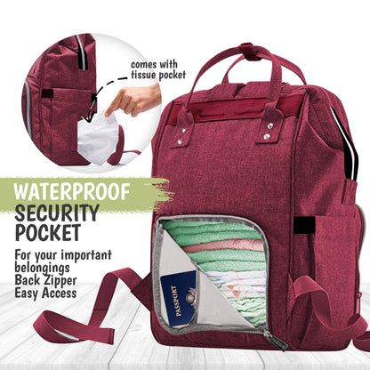 Original Diaper Bag Backpack, Baby Bags with Changing Pad: Wine Red