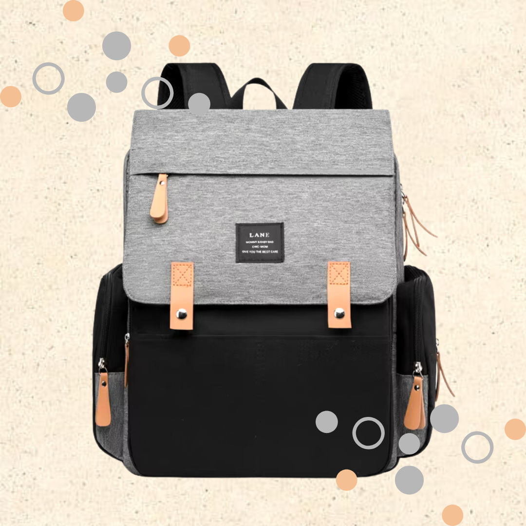 PRE-ORDER - Little Locals Diaper Rucksack - Black + Grey