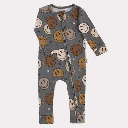 Pip + Phee - Bamboo Footless Sleepers | LE Prints #2: Peach-smiley / 3T
