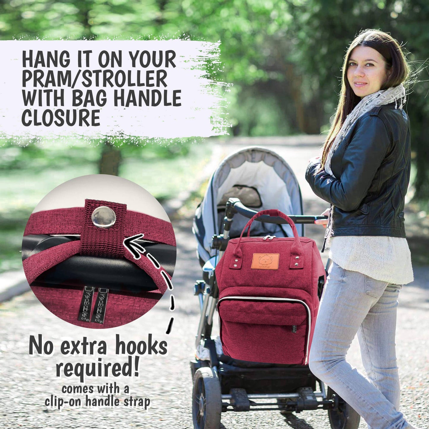 Original Diaper Bag Backpack, Baby Bags with Changing Pad: Wine Red