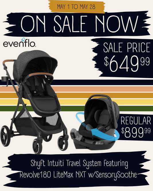 🔥 ON SALE NOW 🔥 Evenflo Shyft Intuiti Travel System with Revolve180 LiteMax NXT Rotational Infant Car Seat (Black Shale)