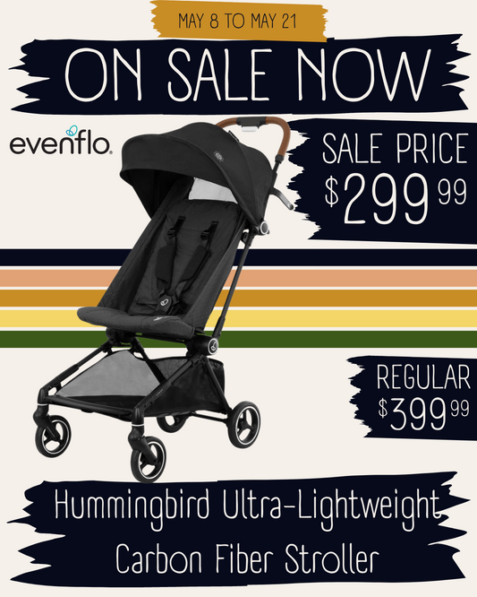 🔥 ON SALE NOW 🔥 Evenflo - Hummingbird Ultra-Lightweight Carbon Fiber Stroller - Crest Gray