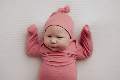 Three Little Tots - Knotted Newborn Gown - Rose