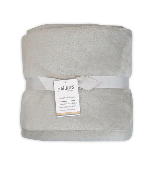 Juddlies - Flannel Sherpa Blanket - Light Grey