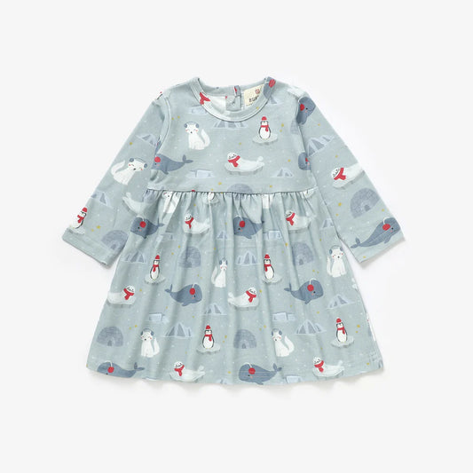 Arctic Friends Organic Cotton Long Sleeve Dress | Burbaby
