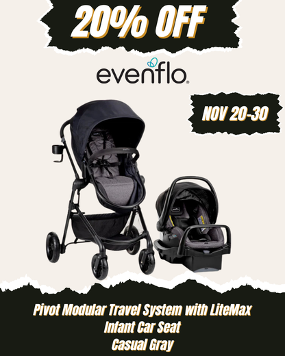 Evenflo Pivot Modular Travel System with LiteMax Infant Car Seat - Casual Gray