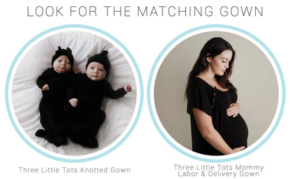 Three Little Tots - Knotted Newborn Gown - Black