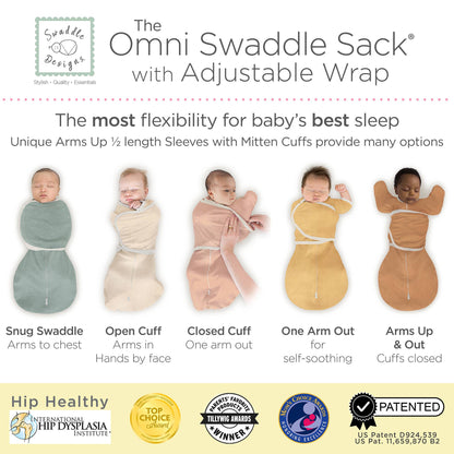 Heathered Denim - SwaddleDesigns - Omni Swaddle Sack Newborn 0-3 Mo: Small 0-3 Mo