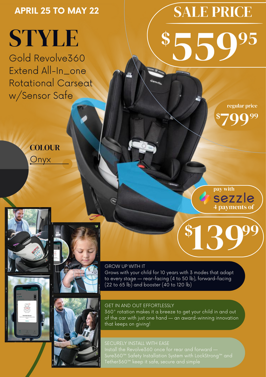 🚨ON SALE NOW🚨 Evenflo - Gold Revolve360 Extend All-in-One Rotational Car Seat with SensorSafe (Onyx Black)