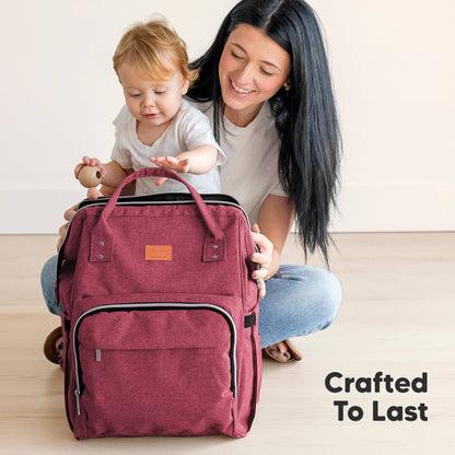 KeaBabies - Original Diaper Bag Backpack, Baby Bags with Changing Pad: Rustic Red