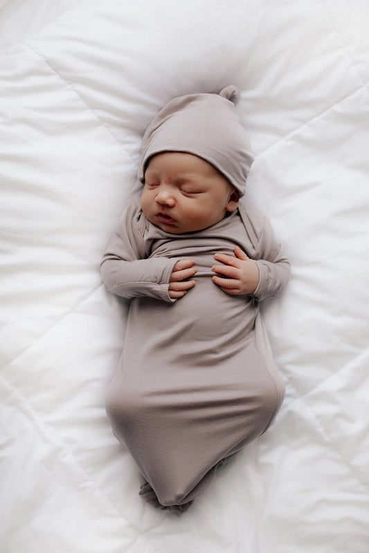 Three Little Tots - Knotted Newborn Gown - Harbour Mist