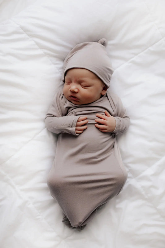 Three Little Tots - Knotted Newborn Gown - Harbour Mist