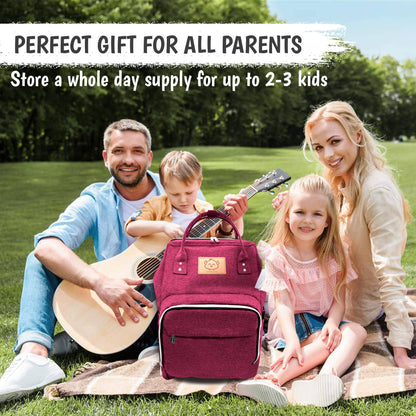 Original Diaper Bag Backpack, Baby Bags with Changing Pad: Wine Red