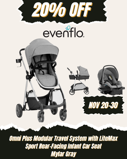 EVENFLO Omni Plus Modular Travel System with LiteMax Sport Rear-Facing Infant Car Seat (Mylar Gray)