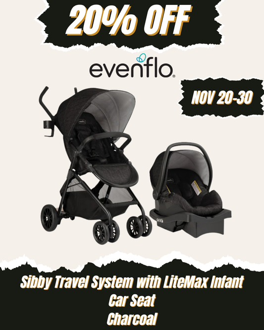 EVENFLO Sibby Travel System with LiteMax Infant Car Seat (Charcoal)