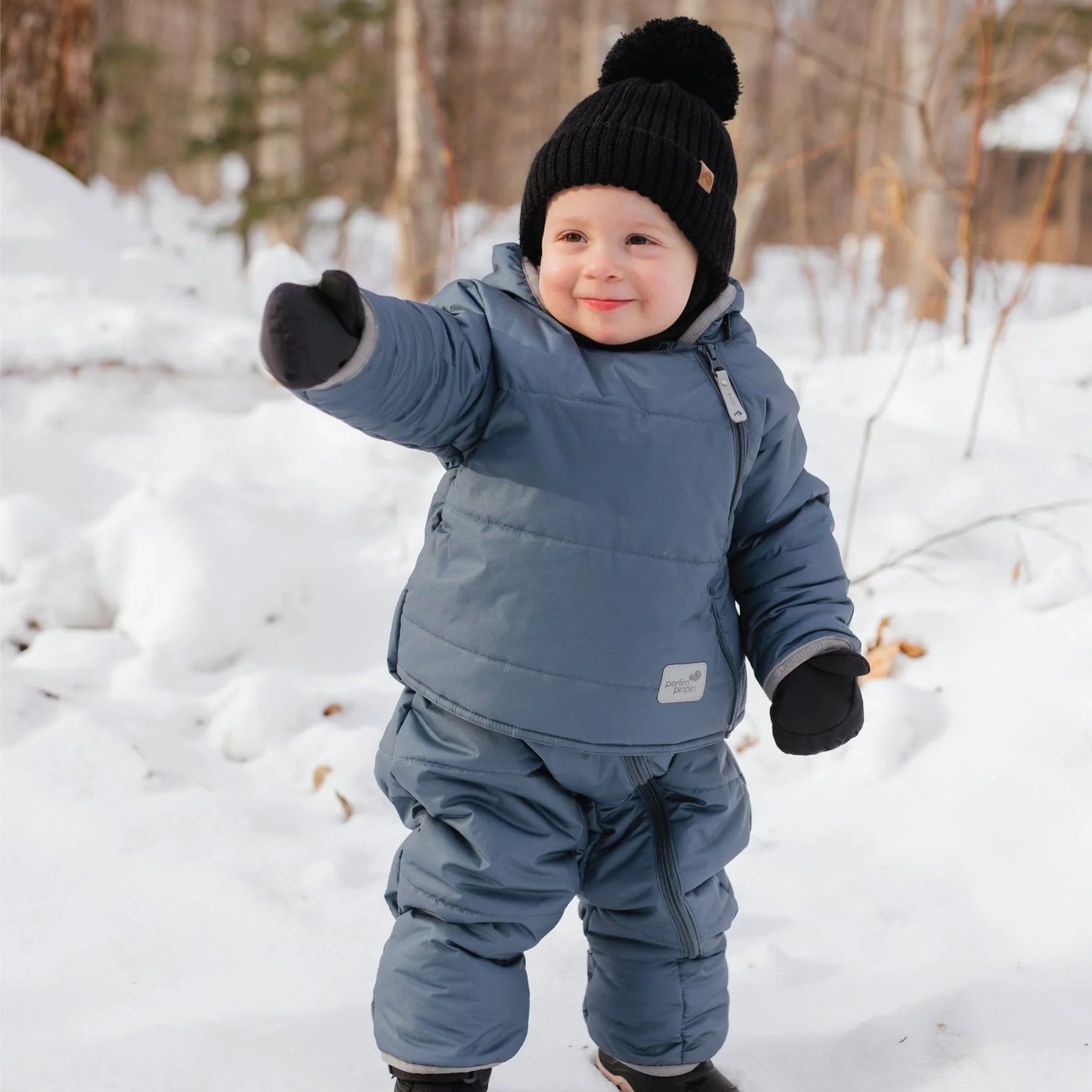 Perlimpinpin - CAR SEAT SAFE - One Piece Baby Snowsuit - Stark
