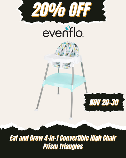 EVENFLO Eat and Grow 4-in-1 Convertible High Chair (Prism Triangles)