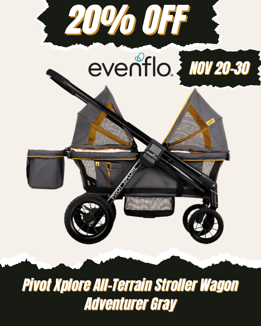 EVENFLO Pivot Xplore All-Terrain Stroller Wagon (Adventurer Gray)