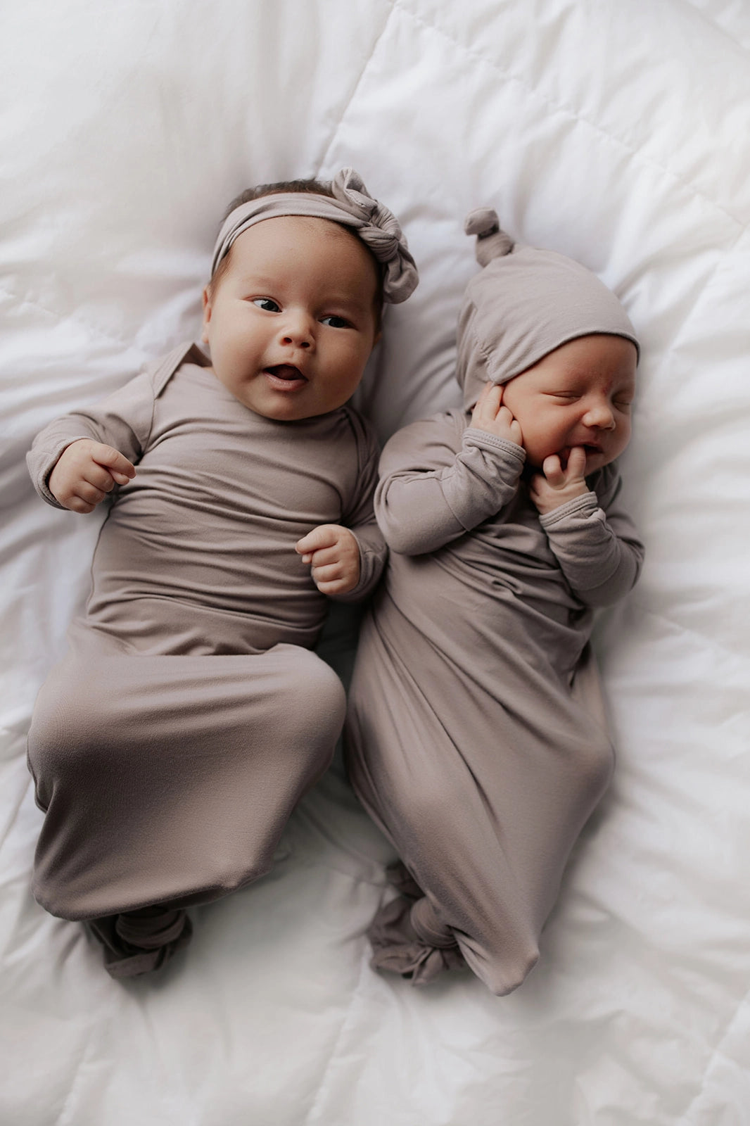 Three Little Tots - Knotted Newborn Gown - Harbour Mist