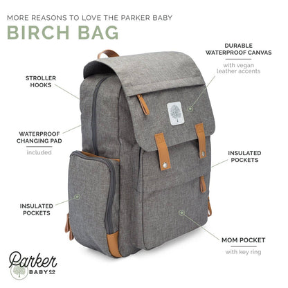 Birch Bag - Diaper Backpack in Gray