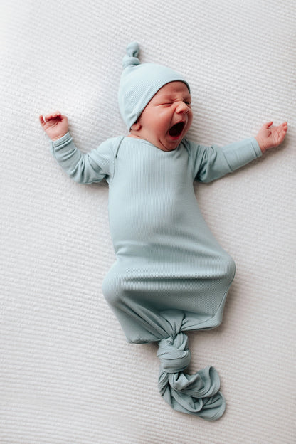 Three Little Tots - Knotted Newborn Gown - Blue Bird