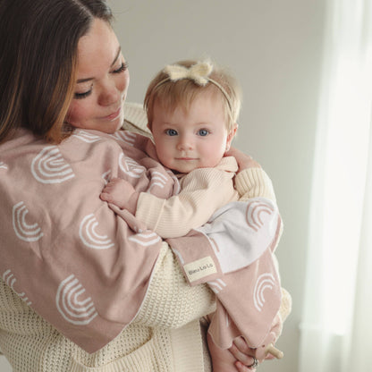Bleu La La - 100% Luxury Cotton Swaddle Receiving Baby Blanket - Rainbow: Pink