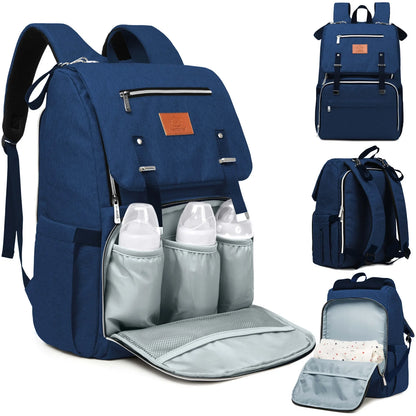 Explorer Diaper Bag Backpack, Changing Pad, Stroller Straps: Navy Blue