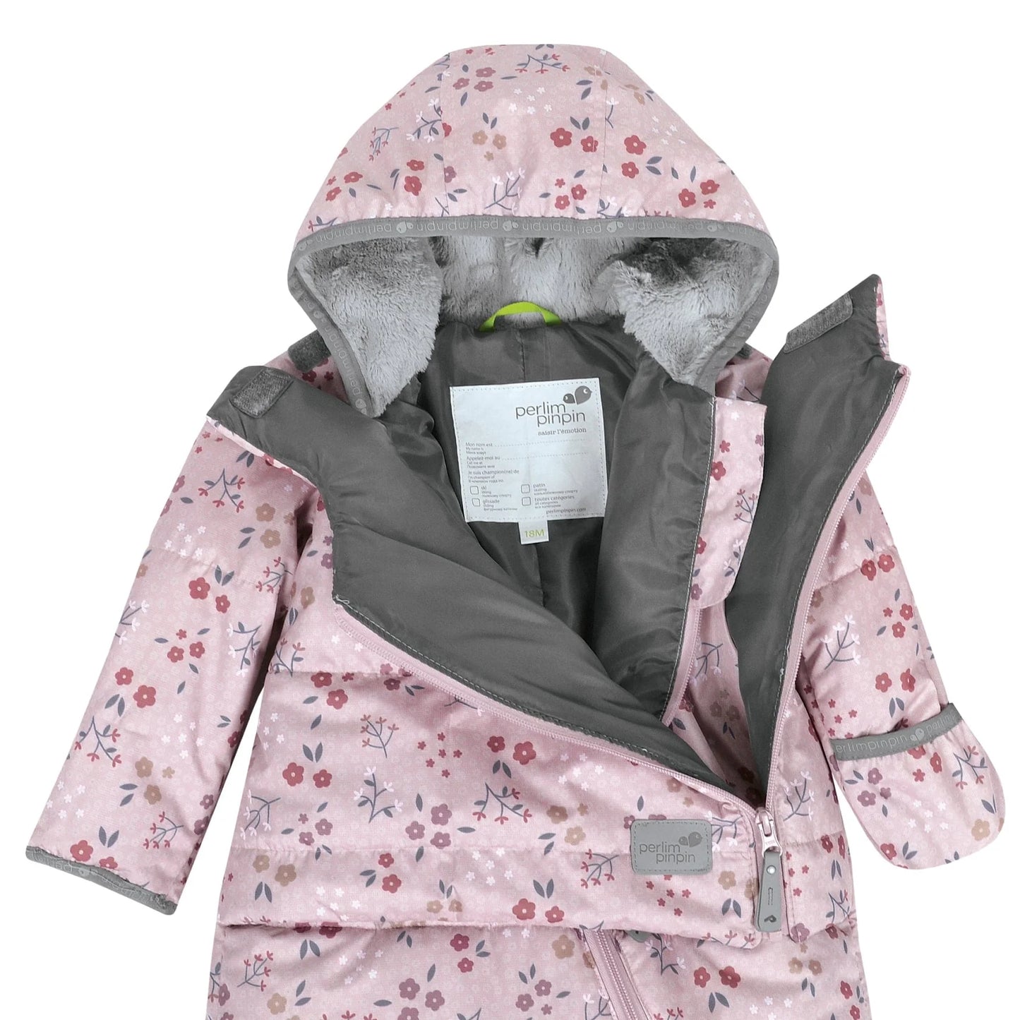 Perlimpinpin - CAR SEAT SAFE - One Piece Baby Snowsuit - Floral