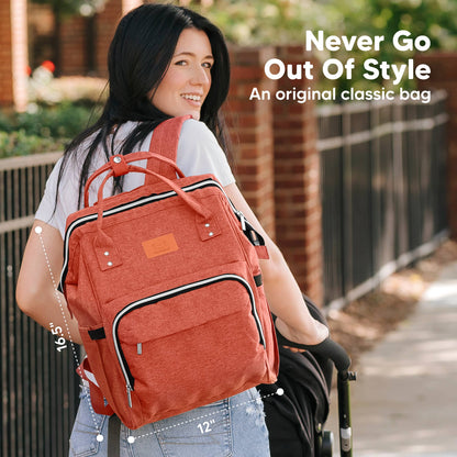 KeaBabies - Original Diaper Bag Backpack, Baby Bags with Changing Pad: Rustic Red