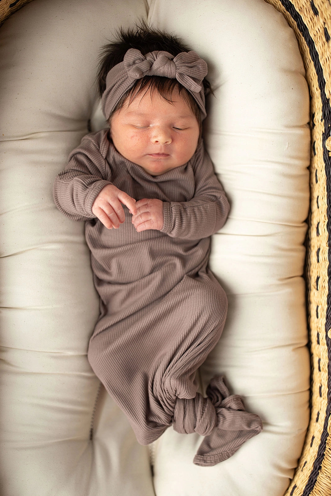 Three Little Tots - Knotted Newborn Gown - Cocoa Brown