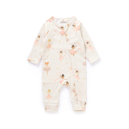 Ballerina Dreams Organic Cotton Two-Way Zipper Baby Romper
