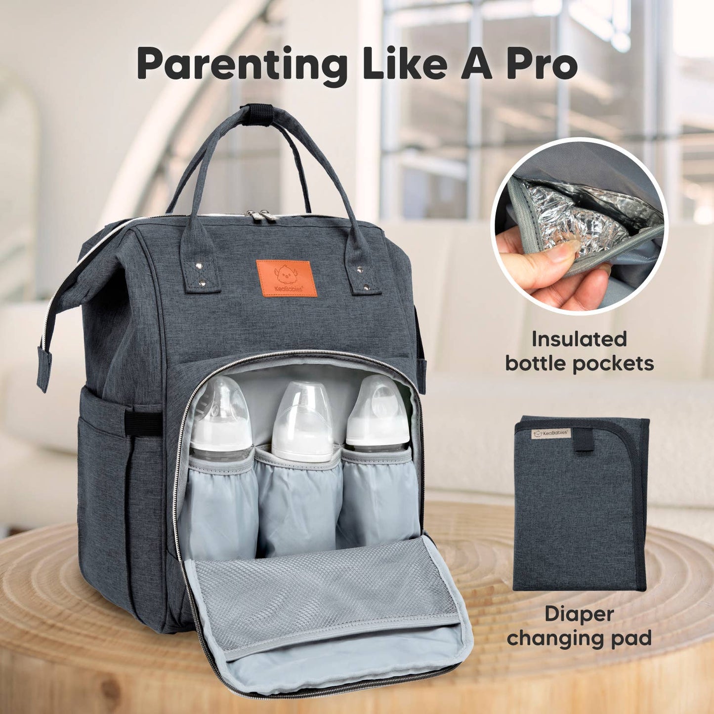 Original Diaper Bag Backpack, Baby Bags with Changing Pad: Mystic Gray
