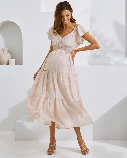 Angel Maternity - Lila Baby Shower Maternity Dress - Nude Pink