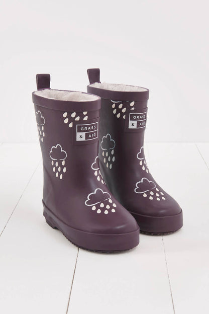 Grass & Air - Amethyst Purple Colour-Changing Kids Wellies: UK9