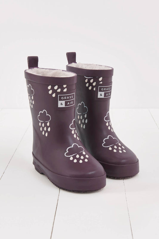 Grass & Air - Amethyst Purple Colour-Changing Kids Wellies: UK8