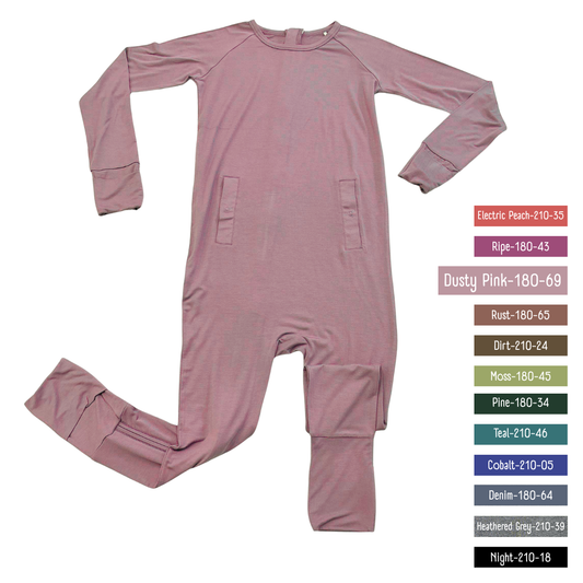Little Locals PALS  Sleep + Play Long Sleeve Romper - Dusty Pink