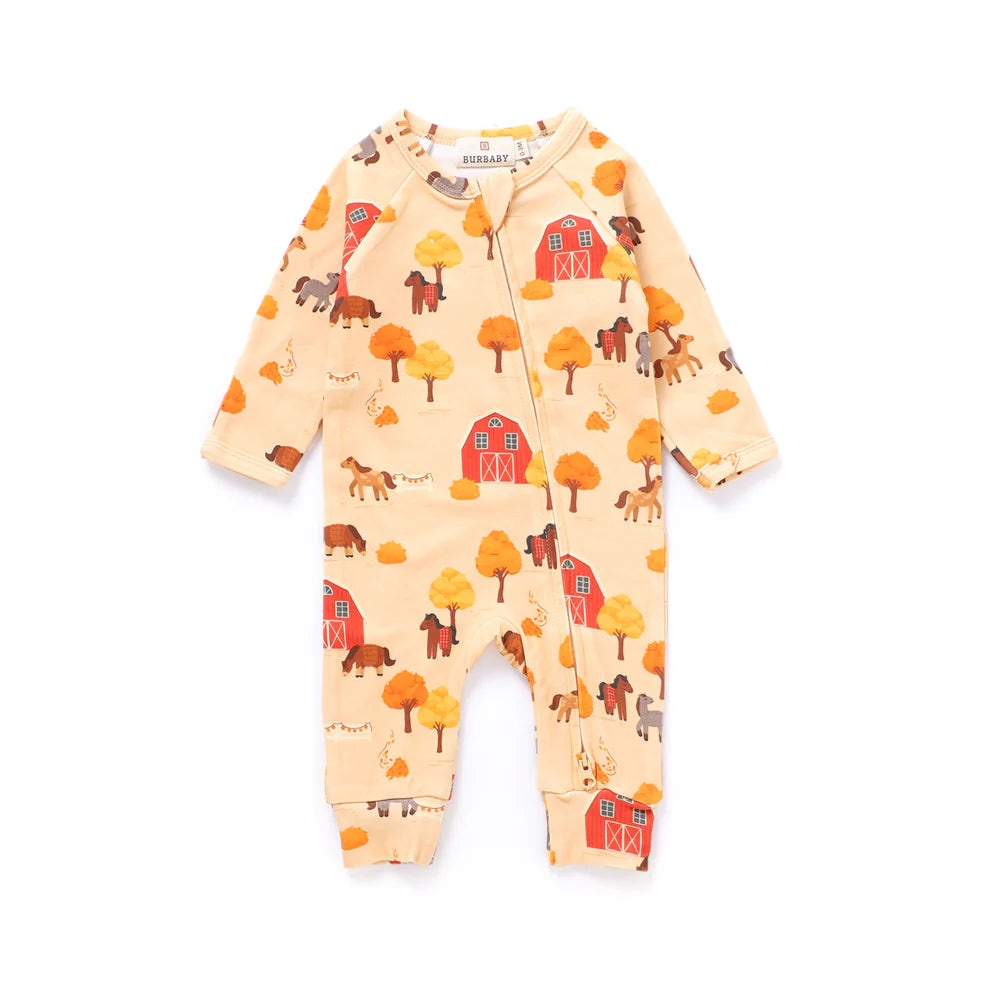 Autumn Farm Organic Cotton Two-Way Zipper Baby Romper