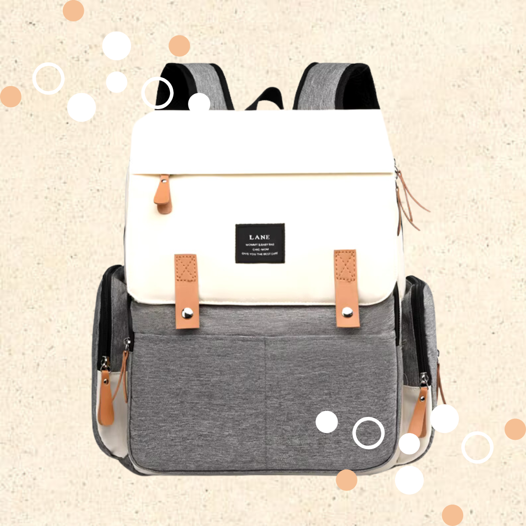 PRE-ORDER - Little Locals Diaper Rucksack - Cream + Grey